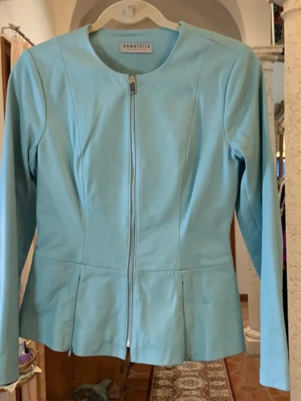Bagatelle Peplum Zip-Front 100% Genuine Leather Jacket Size S